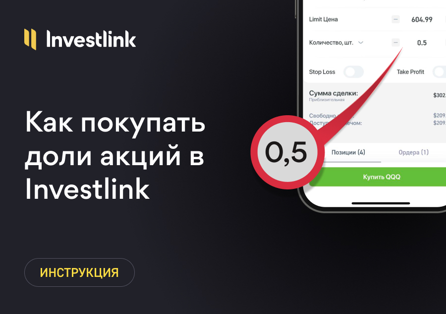 Как покупать дробные акции в Investlink